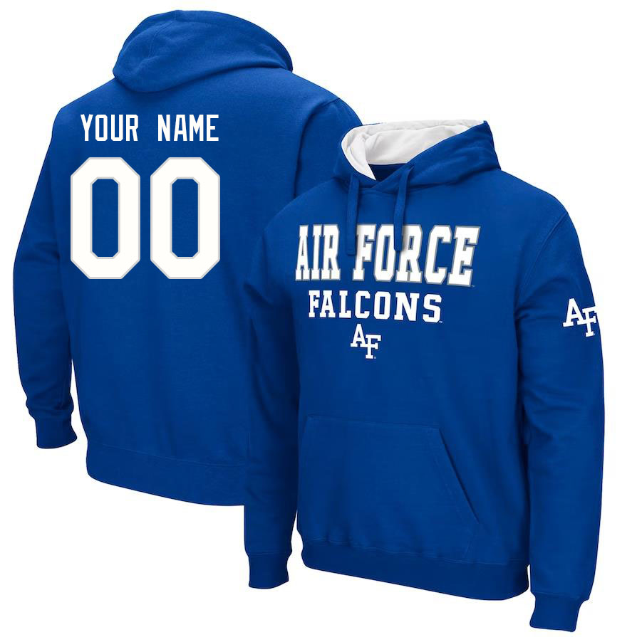 Custom Air Force Falcons Name And Number Royal Hoodie - Click Image to Close